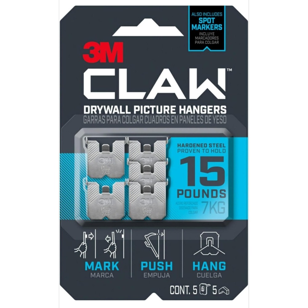 3M Claw Drywall Picture Hangers Holds 15 Pounds 5 Pack Spot Markers